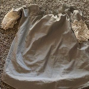 gray white dress with a beautiful white design